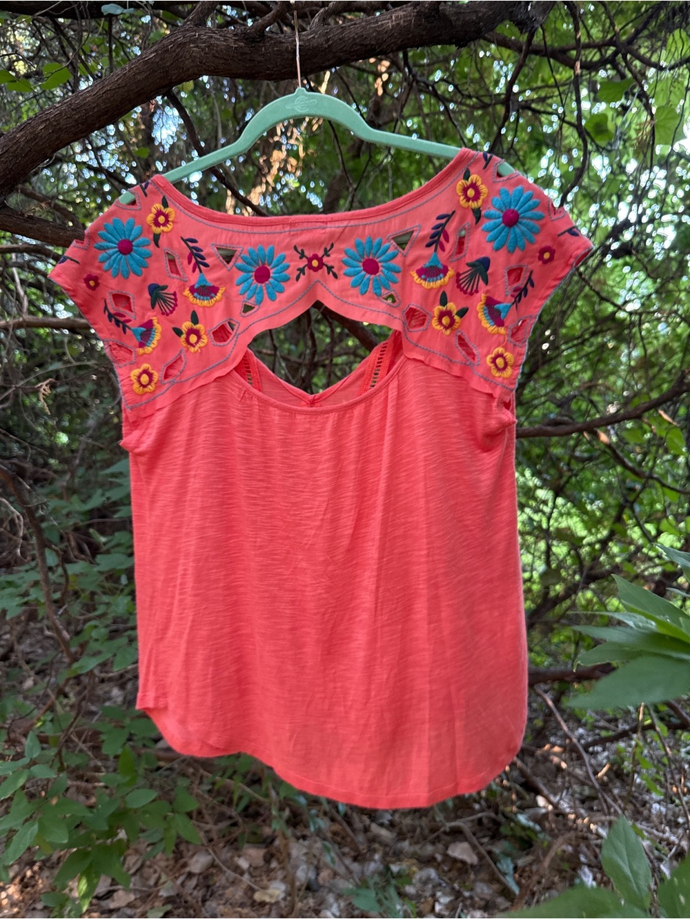Tobi Coral Embroidered Frida Frock
